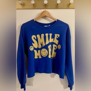 Smile More Blue Sweater